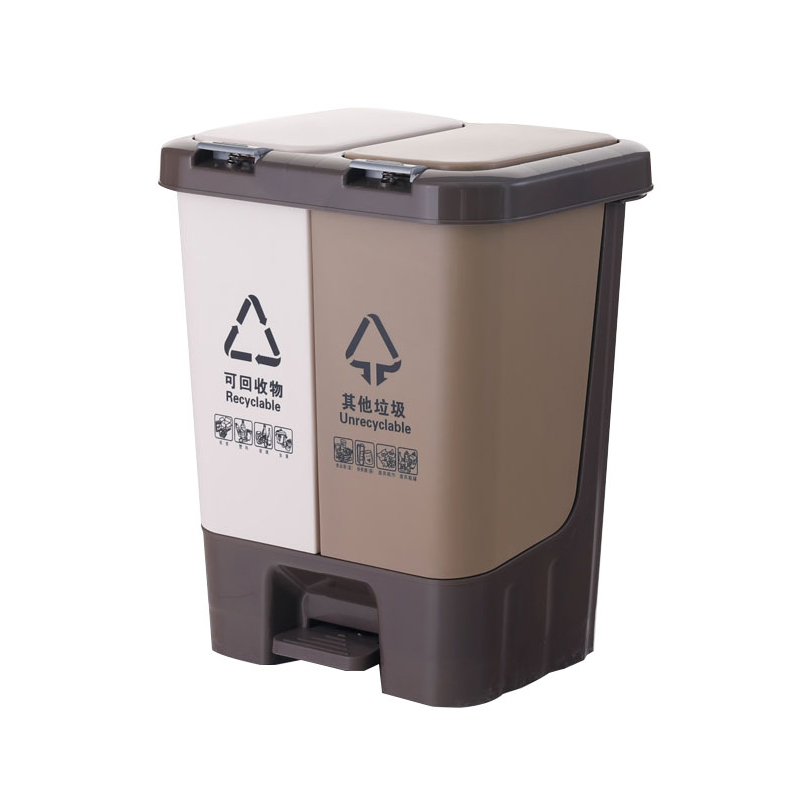 手按腳踏雙蓋垃圾桶