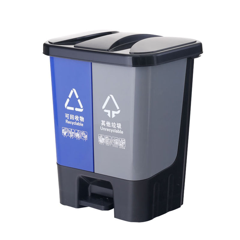 手按腳踏雙蓋垃圾桶