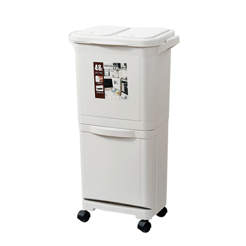 雙層帶輪日式垃圾桶