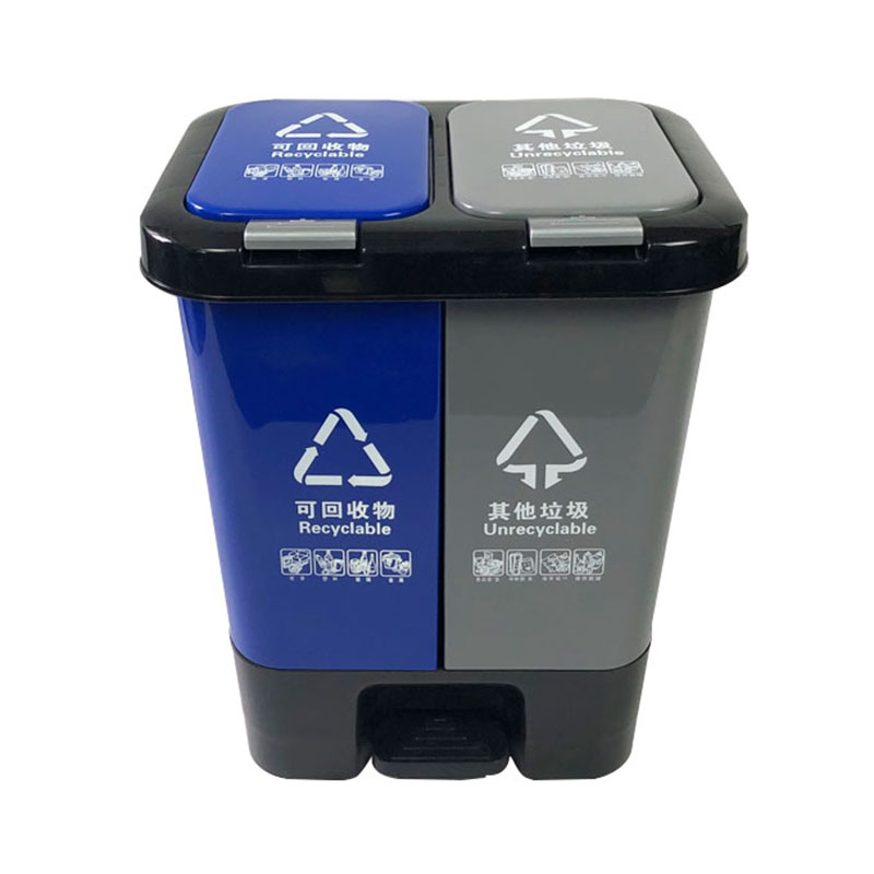 手按腳踏雙蓋垃圾桶